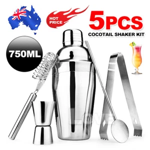 Stainless Steel Vintage Boston Cocktail Shaker Set Kit 750ml Jigger Mixer Bar AU - Picture 1 of 10