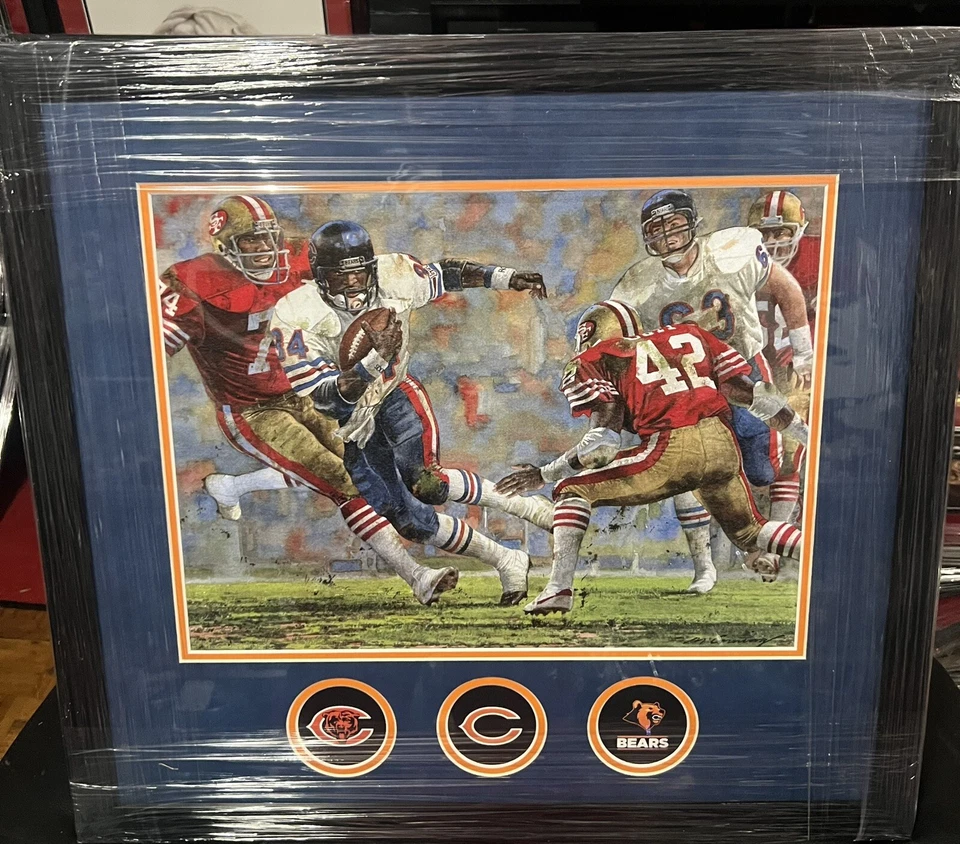 Chicago Bears Walter Payton 1985 Super Bowl Temporada Juego MVP Impresión Enmarcada. Foto 1 de 1