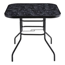 Outdoor Garden Table Patio 80cm Cafe Bar Bistro Furniture with Marble Glass Top