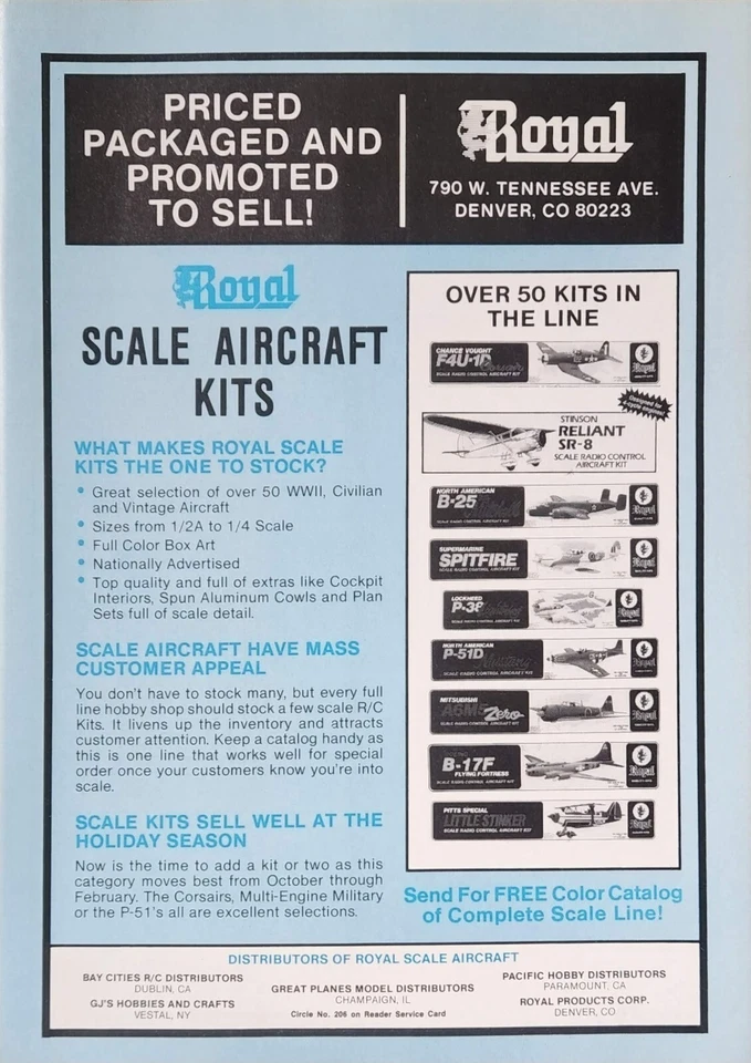 Royal Scale Aircraft Kits RC Vintage 1989 Print Ad Wall Decor  - Image 1 of 1
