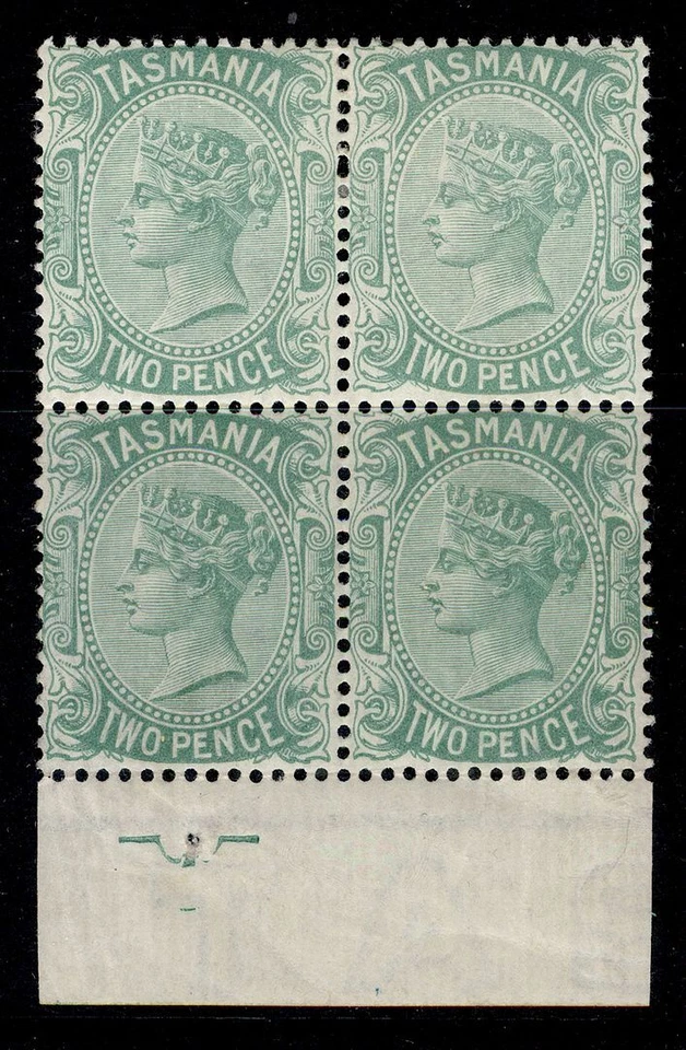 AUSTRALIA - Tasmania QV SG157, 2d pale green M MINT. Cat £56++ BLOCK x4 marginal - Image 1 of 1