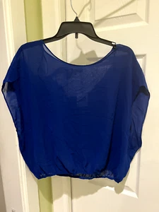 Cotton Candy Women's Sheer Blouse Shirt in Blue  Size Medium - Picture 1 of 4