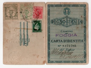 TESSERA REGNO CARTA D'IDENTITA' FASCISMO 1942 FOGGIA CON MARCA - Imagen 1 de 2