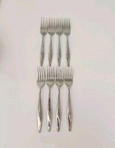 Vintage Stegor Stainless Steel Forks 6 1/2” Roselle Rose Pattern Lot Of 8 Used - Picture 1 of 5