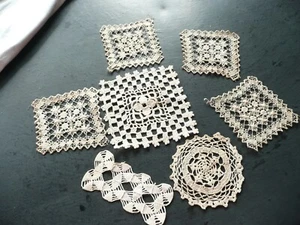 lot de 6 incrustations ancienne en coton écru - Imagen 1 de 6