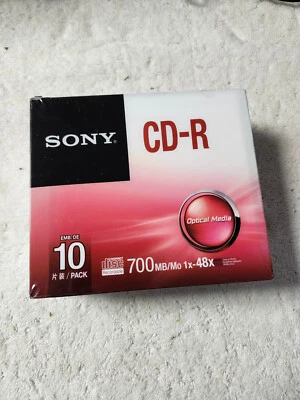 New Sealed 10 Pack Sony CDR CD Discs and Cases 1x to 48x 700 Mb 80 Min - Image 1 of 4