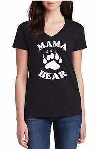 V-neck Mama Bear Shirt T-Shirt For Mom Birthday Bday Gift Tee Mother Mommy - Picture 1 of 3