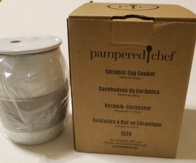 New In Box Pampered Chef Ceramic Egg Cooker #1529  - Image 1 of 4