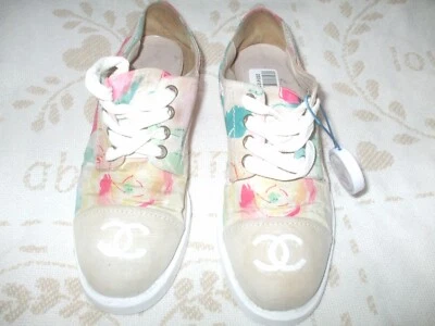 Auténticos zapatos Chanel graffiti lona algodón raro confort colorido soho boho Foto 1 de 4