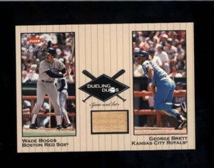 GEORGE BRETT 2002 FLEER GREATS DUELING DUOS GAME USED BAT RELIC BD5256