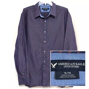Gr. XL AMERICAN EAGLE Herren Hemd SLIM FIT, Langarm, Button Down, blau & rot - Bild 1 von 10