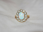 9Ct Yellow Gold Cubic Zirconia And Created Opal Cluster Ring