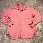 Tommy Bahama Shirt Mens Large Red Relax Long Sleeve Button Up 100% Linen