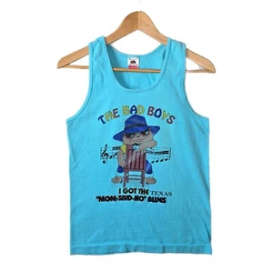 Vintage 80s I Got the Mom Said No Blues Teddy Bear Youth Tank Top Sz Medium  - Picture 1 of 6