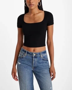 Neu mit Etikett! ESSENTIALS BY POOF Gr. Small Damen schwarzes bauchfreies Oberteil Shirt - Bild 1 von 4