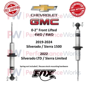 Fox 2.0 Coil-Over Shock Pair 0-2" Front Lift For 19-24 Silverado & Sierra 1500 - Picture 1 of 16