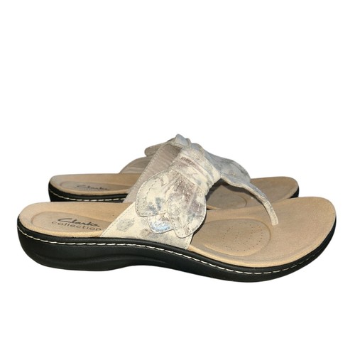 Sandali donna Clarks Laurieann Rae slip on avorio floreali nuovi senza scatola taglia 10