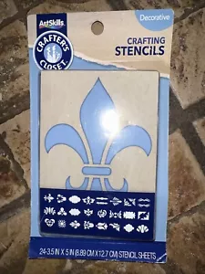 FLEUR DE LIS DECORATIVE CRAFTING STENCILS 24 - 3.5" x 5" STENCIL SHEETS ARTSKILL - Picture 1 of 2