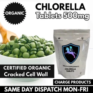 Organic Chlorella 100 Tablets 500mg Cracked Wall Heavy Metal Detox Blood Sugar - Picture 1 of 4