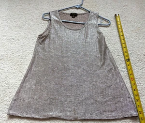 espresso Womens Silver Metallic Tank Top S petite girls cute sexy blouse shirt - Picture 1 of 3