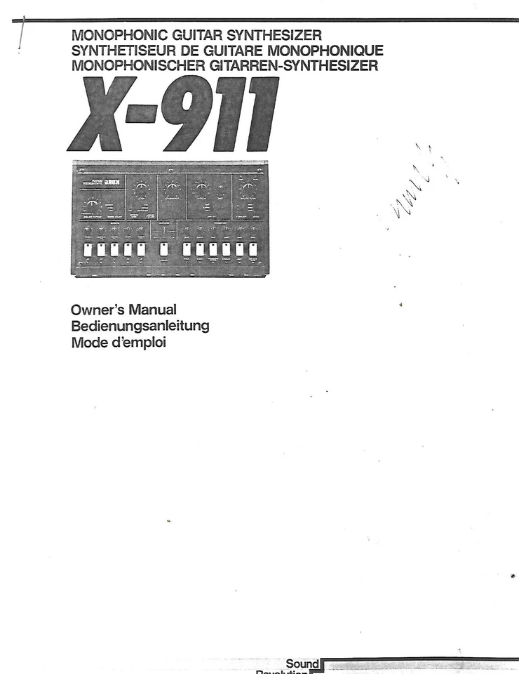 Korg X-911 Monophonic Guitar Synthesizer Manual Copy - Image 1 of 1