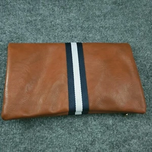 FUNKY MONO Bolso de Embrague Marrón PREPPY RAYAS CREMALLERA EMBRAGUE Blanco Marino Rayas - Imagen 1 de 12