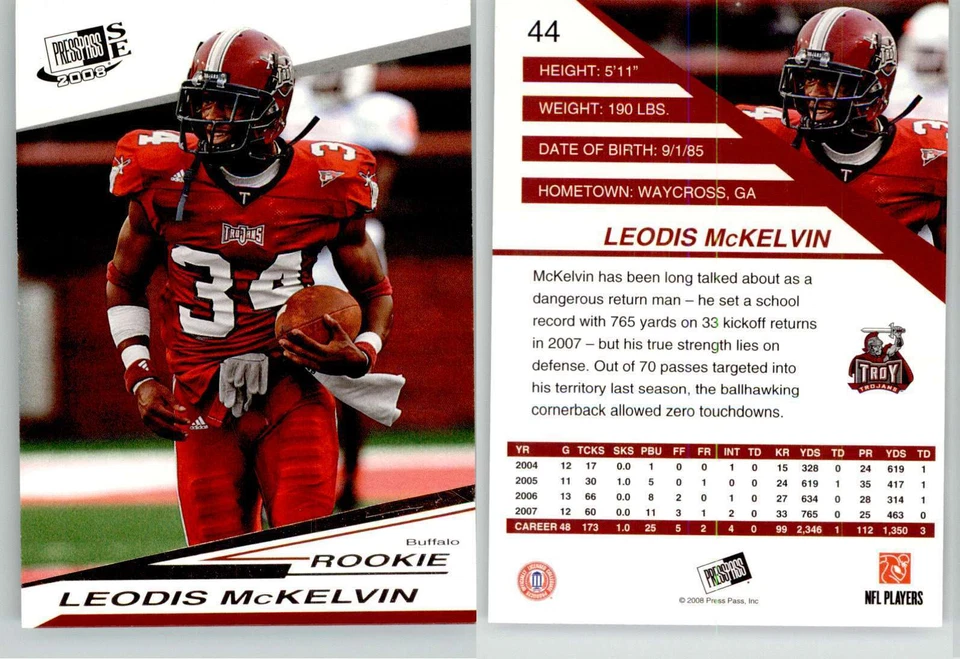 Leodis McKelvin 2008 Press Pass SE #44 Troy Bills RC Rookie - Image 1 of 1