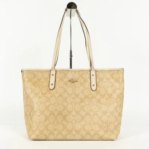 COACH Signature Beige Canvas Tote Bag Shoulder Handbag Style 225233101701 - Picture 1 of 17