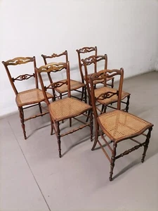 Set 6 sedie legno e paglia di Vienna ultraleggere primi del '900 - Foto 1 di 19