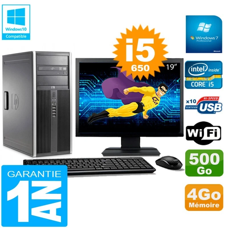PC HP 8100 tour Pantalla 19" Core i5-650 RAM 4Go Disco 500GoNuevo DVD Wifi W7 - Imagen 1 de 1