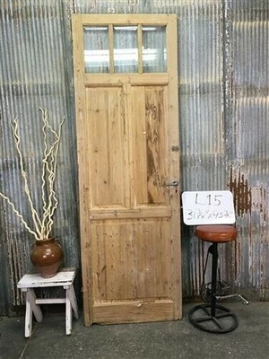 Antique 3 Pane Door (31.5x95) Raised Panel Door, Single Entry Door European L15 - Image 1 of 4