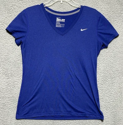 Nike Womens Purple Dri-Fit V-Neck Short Sleeve Ladies Medium Shirt - Image 1 of 4
