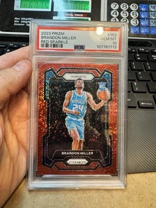 Brandon Miller 2023 Prizm Red Sparkle Prizm Rookie SP #152 Hornets GEM MINT 10 - Picture 1 of 4