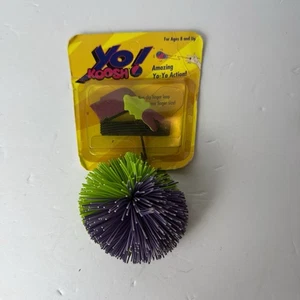 Yo Koosh! Vintage New Purple Green w/ Elastic 1991 Yo-Yo Oddzon 2.5" Ball RARE - Picture 1 of 6
