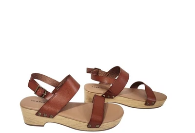 TORRID 4H Brown Buckle Ankle Strap Studs Wood Block Sandals Women’s 10.5 WW NWD - Image 1 of 4
