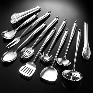 304 Stainless Steel Kitchen Utensil 11 PCS For Cooking, Solid Spoon, Slotted ... - Bild 1 von 8