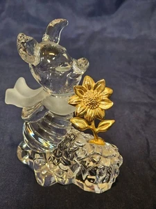 Rare Disney Piglet Lenox Winnie The Pooh Crystal Figurine 24K Gold flower - Picture 1 of 7