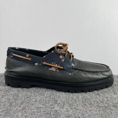 Zapatos de barco Sperry A/O cuero negro floral pana STS25532 para hombre talla 10,5” Foto 1 de 4