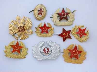 Collection of USSR Soviet Union and Russian Anodised Cap Badges (9) - Image 1 of 2