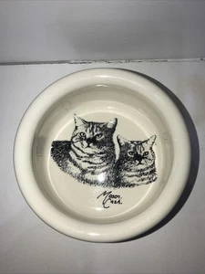 Ciotola Mason Cash in ceramica fatta in Inghilterra 'Kitty' Tabby Cat verde e bianco sporco - Foto 1 di 10