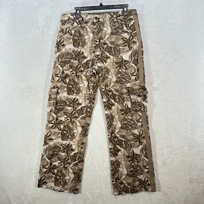 Cabelas Pants Womens 16 Beige Brown Floral Cargo Wide Leg Parachute Utility - Image 1 of 4