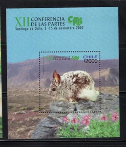 CILE 2002 Wildlife Chinchillà Conferencia de las Partes blocco souvenir - Foto 1 di 1