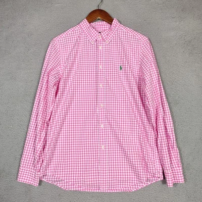 Camisa Ralph Lauren Niños XL (18-20) Rosa Blanca Cuadros Guinga Abotonada Preppy Foto 1 de 4