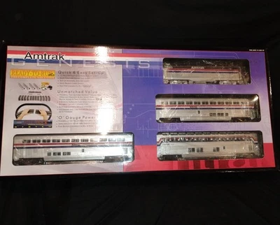 RailKing MTH Amtrak Genesis Train Set In Box Diesel Loco Superliner O Gauge - Image 1 of 4