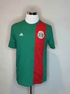 Adidas Mexiko Nationalmannschaft Fußball T-Shirt Rundhals Grün Rot Unisex Gr. M Neu mit Etikett - Bild 1 von 8