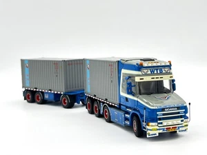 Scania 144 torpedo riged truck drawbar trailer+2x20ft container"WTB" WSI models - Picture 1 of 6