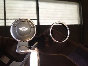 REMOTE KEY FOB CHROME RING TRIM SURROUND GENUINE MINI R MODELS 61313456374 - Picture 1 of 3