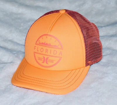 Sombrero de camionero HURLEY Destination para mujer y hombre correa a presión espalda malla OSFM naranja neón Foto 1 de 4