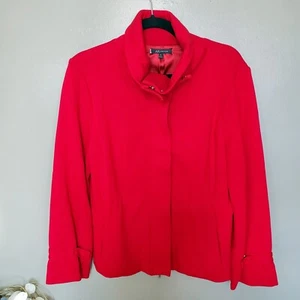 Anne Klein Red Jacket Petite's Size Large Cinch Waist Zip Snap Button Holiday - Picture 1 of 9