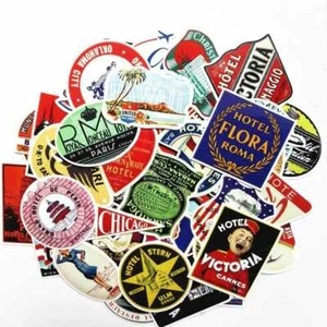 UK-55 Retro Vintage Old Fashioned Style Luggage Suitcase Gift Stickers Travel - Bild 1 von 10
